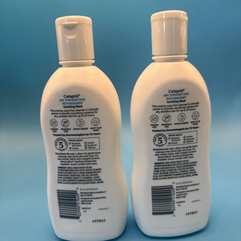 2 Pack - Cetaphil Dry Stressed Skin RESTORADERM Soothing Wash 10 Fl oz